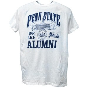 white short sleeve t-shirt with We Are Penn State Alumni